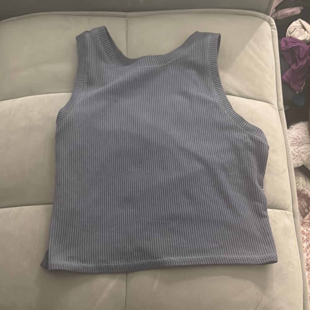 Gray Ribbed Women's Tank Top